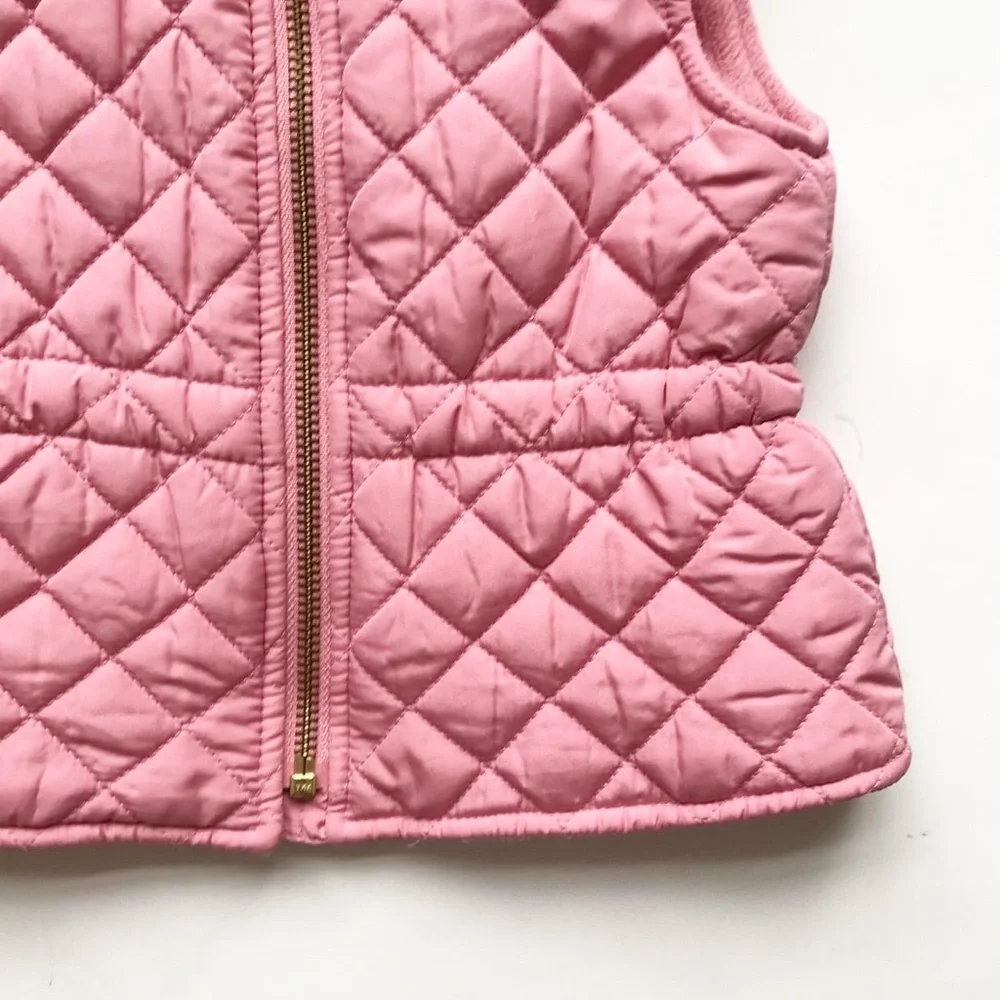 Old Navy pink fleece lined quilt stitched vest EUC 12-18 months